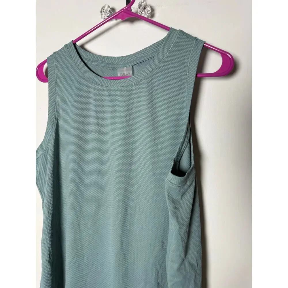 Calia Carrie Underwood Bubble Mesh High Low Tank Top Blue Agave XXL NEW Athletic - Picture 4 of 8
